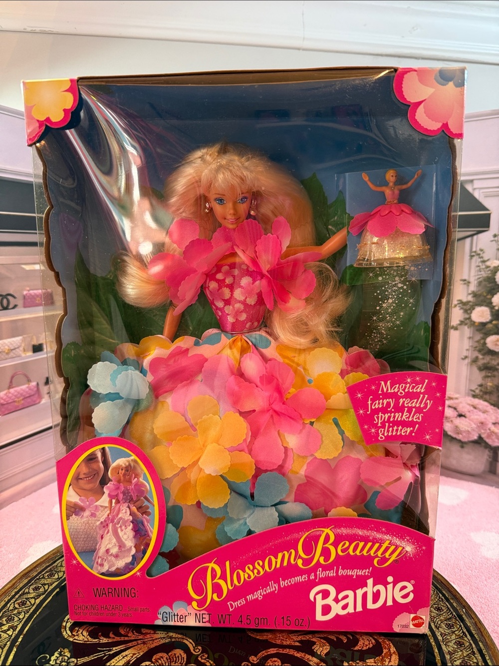 Barbie Floral Bouquet Gown Doll in Pink, Yellow & Light Blue 1996